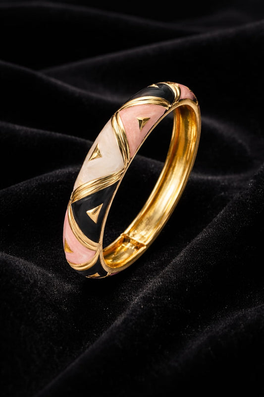 Aria Tri-Tone Enamel Gold Openable Bangle