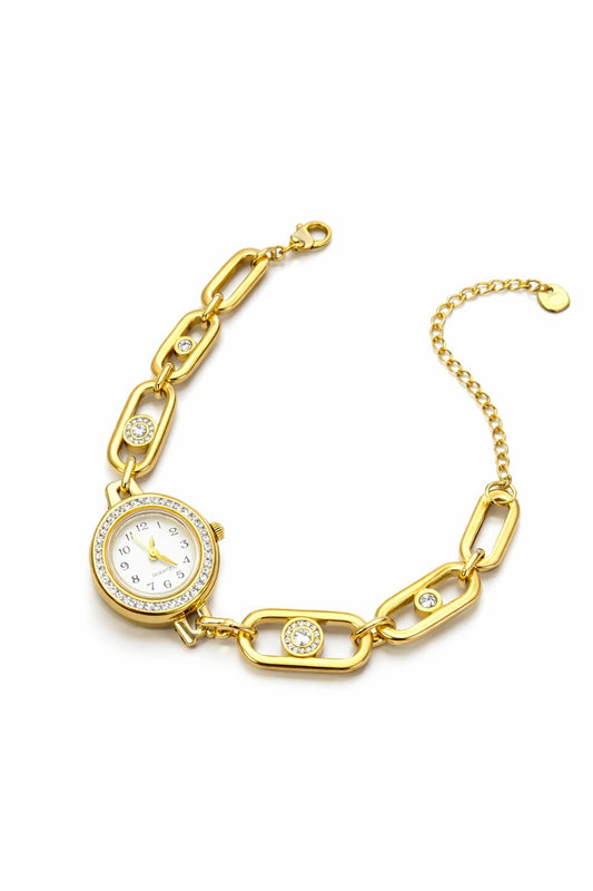 Valora Crystal Link Watch Bracelet – Anti Tarnish Gold Adjustable
