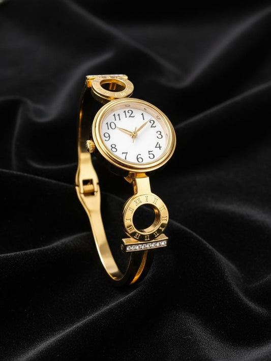 Rovelle Roman Gold Watch – Anti-Tarnish Openable Bracelet Watch for Women