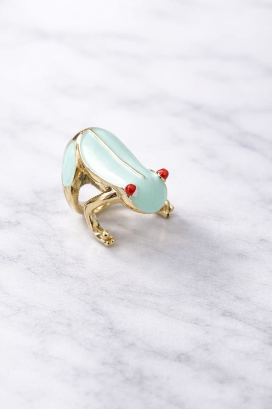 Mintelle Frog Statement Ring – Anti-Tarnish Gold Enamel Ring for Women
