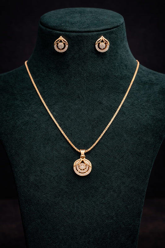 Gold Plated CZ Minimal Mangalsutra & Stud Earrings Set for Women