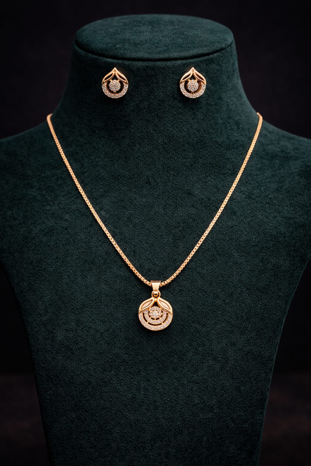 Gold Plated CZ Minimal Mangalsutra & Stud Earrings Set for Women