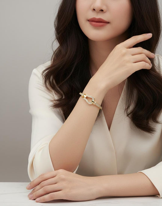 Elegant Gold Openable American Diamond Bracelet for Women – Anti-Tarnish Crystal Kada