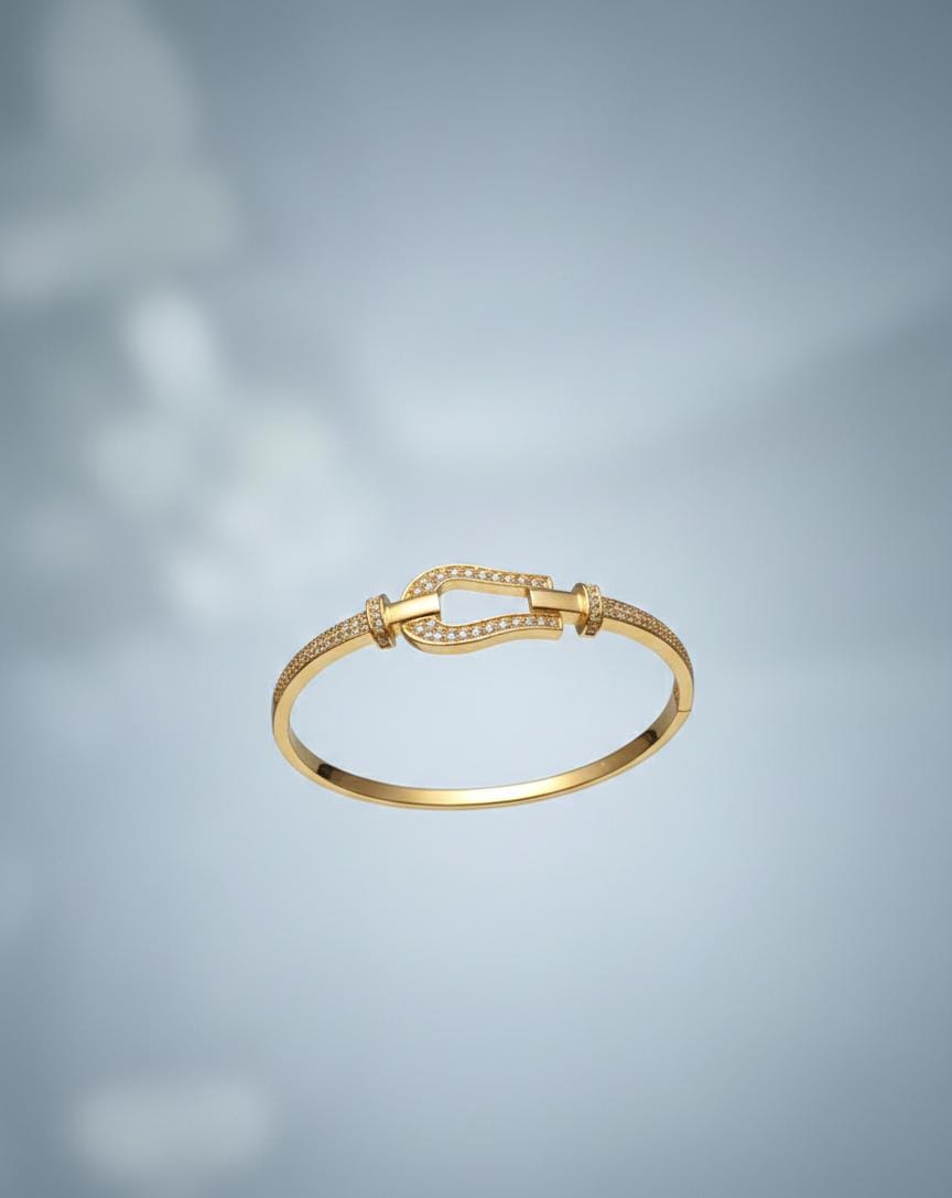 Elegant Gold Openable American Diamond Bracelet for Women – Anti-Tarnish Crystal Kada