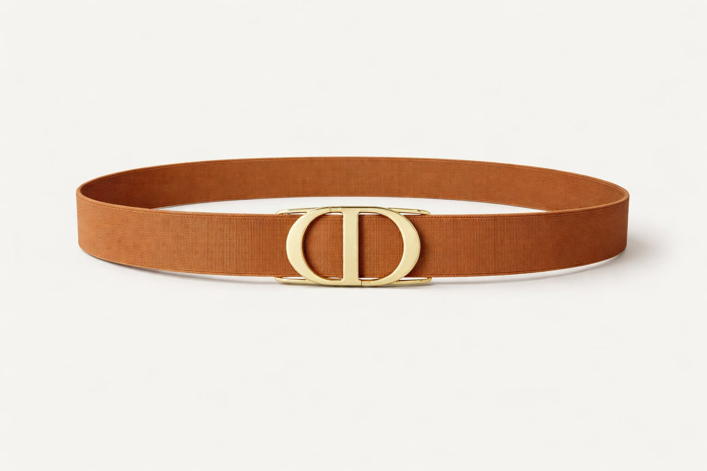 Elegant Brown Waist Belt with Gold Double Loop Buckle for Women