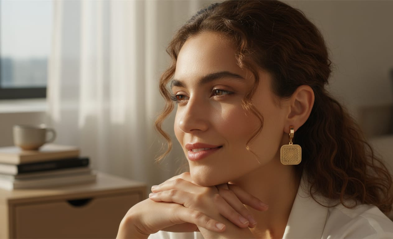 Rose Gold Medusa Medallion Earrings