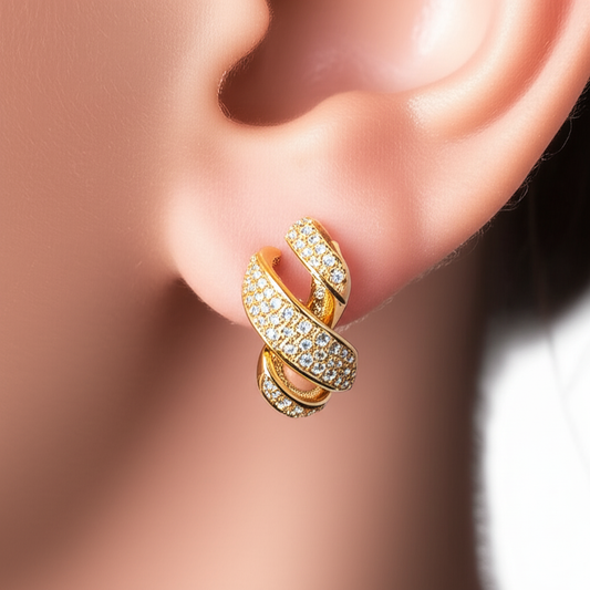 Sparkling Gold Twisted Earrings