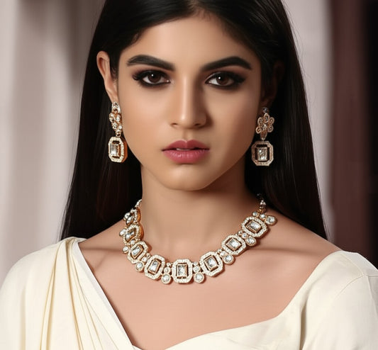 Exquisite Cubic Zirconia Necklace and Earrings Set