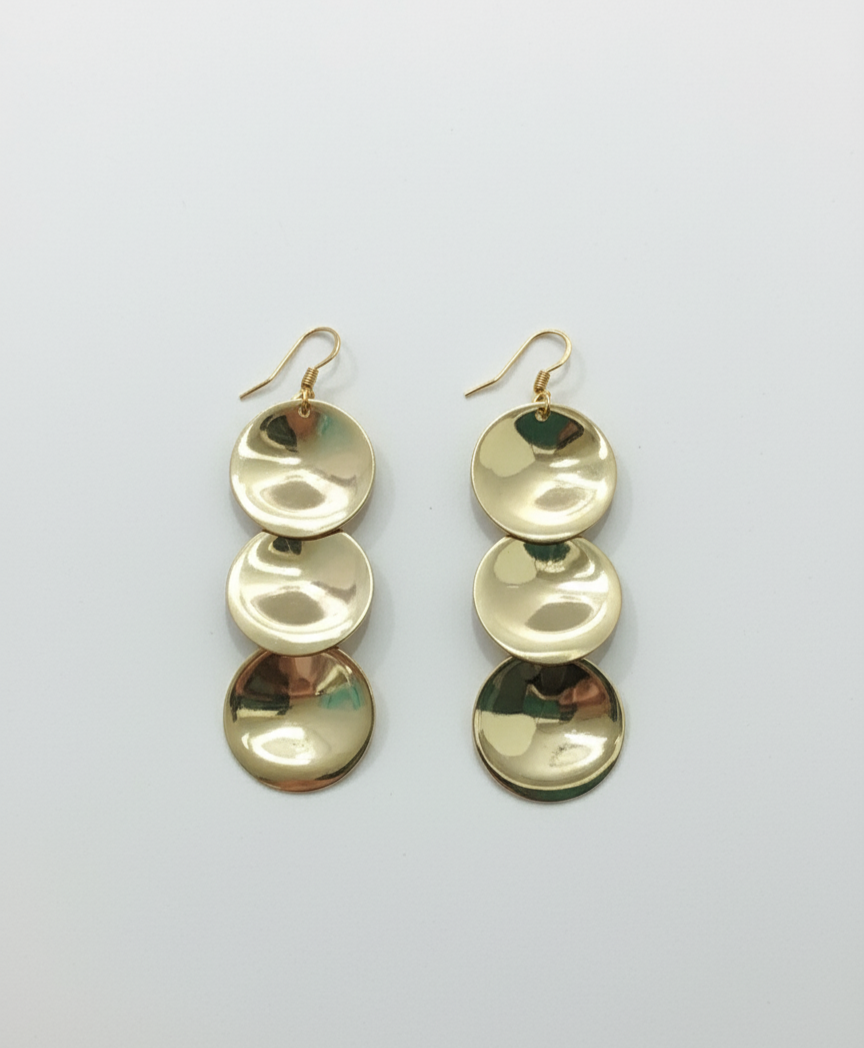 Polished Gold Orb Drop Earrings