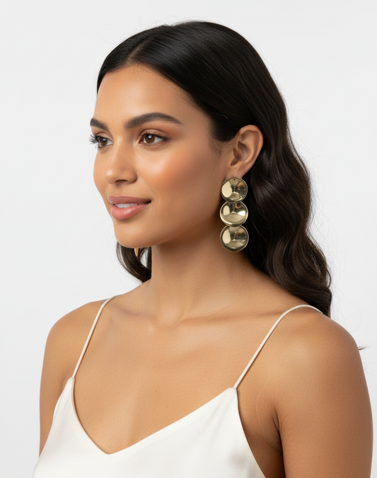 Polished Gold Orb Drop Earrings