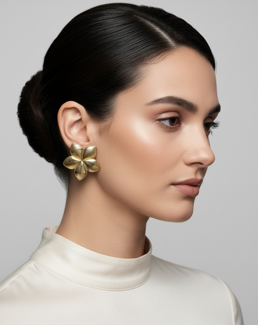 Golden Floral Earrings