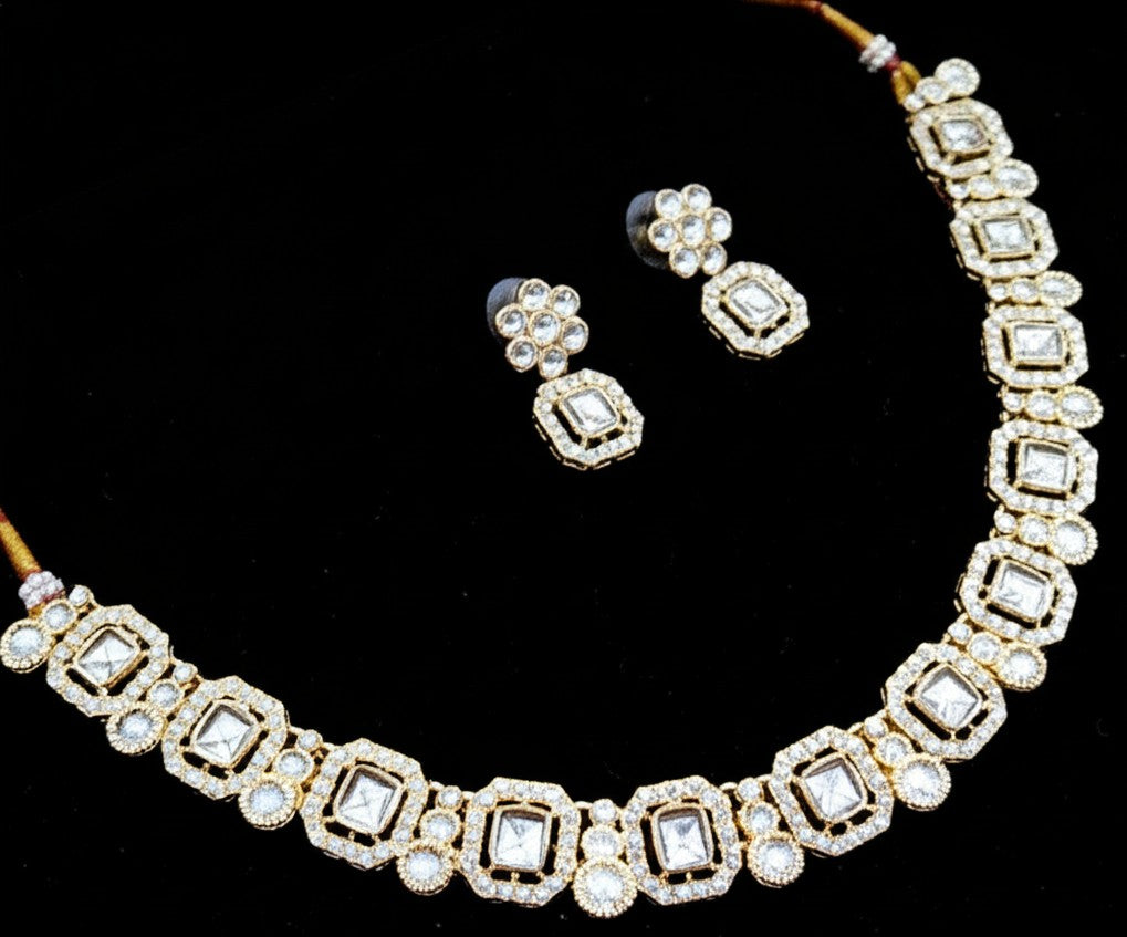Exquisite Cubic Zirconia Necklace and Earrings Set