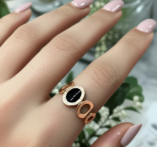 Roman Numeral Black Onyx Ring