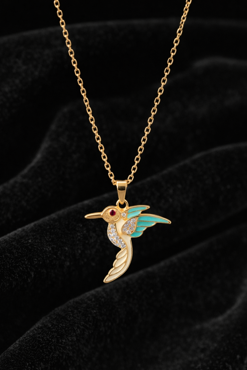 Anti-Tarnish Gold Plated Hummingbird Pendant Necklace