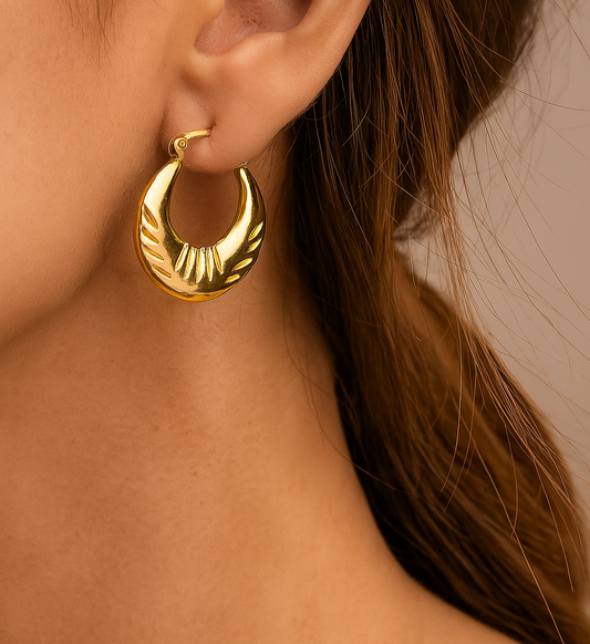 Golden Grooved Mini Hoops