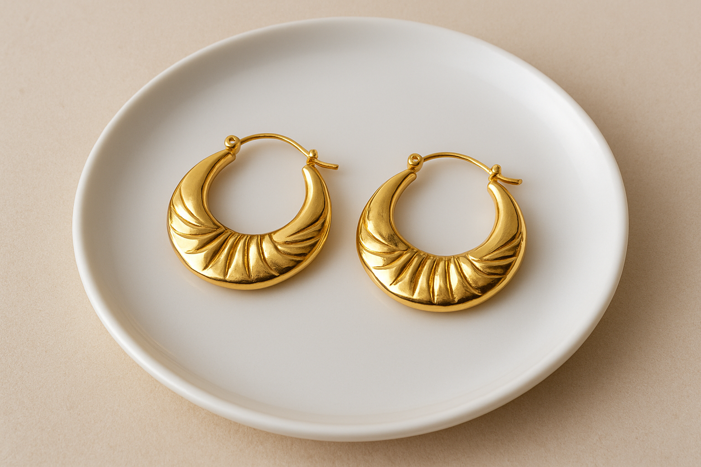 Golden Grooved Mini Hoops