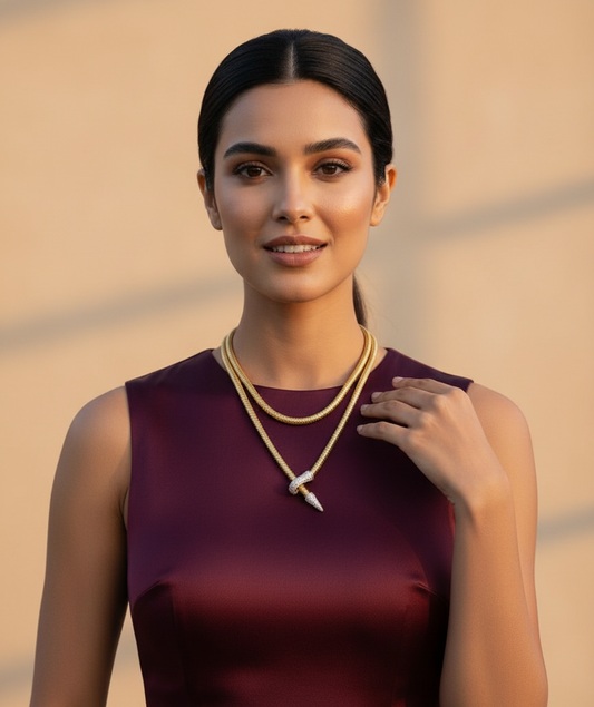 Golden Serpent Embrace Necklace