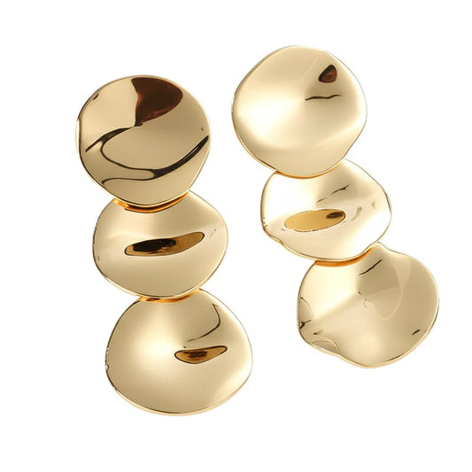 Polished Gold Orb Drop Earrings