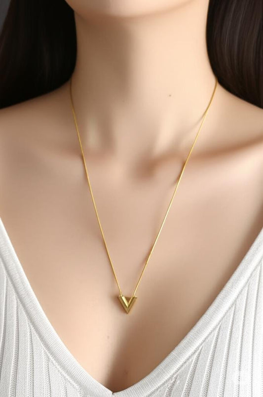 Minimalist V-Pendant Gold Chain.