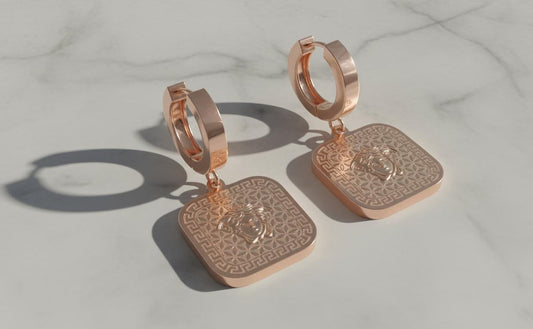 Rose Gold Medusa Medallion Earrings