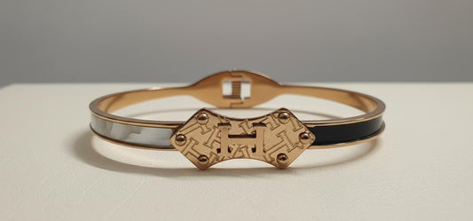 Rose Gold & Enamel Pavé Toggle Bracelet