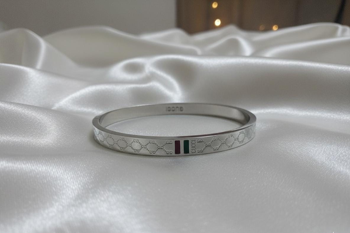Geometric Monogram Enamel Bangle
