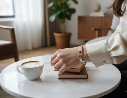 Geometric Monogram Enamel Bangle