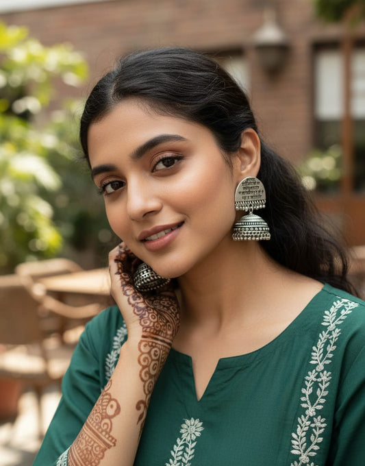 "Karma" Shloka Jhumka Earrings