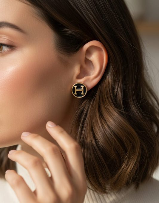 Elegant 'H' Initial Stud Earrings