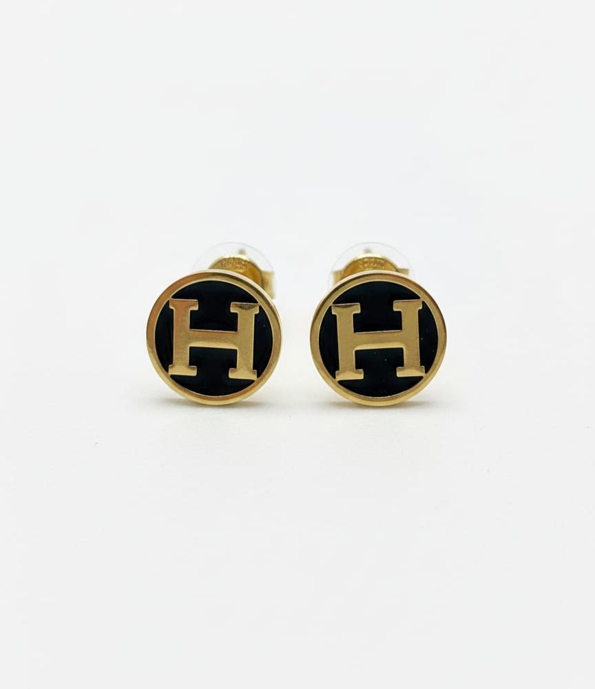 Elegant 'H' Initial Stud Earrings