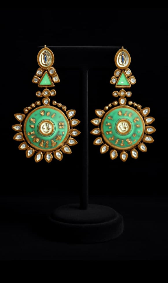 Aqua Oasis Kundan & Enamel Earrings