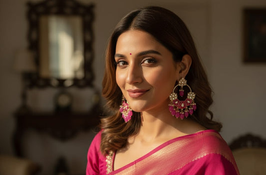 Rosewater & Gold Jhumka Earrings