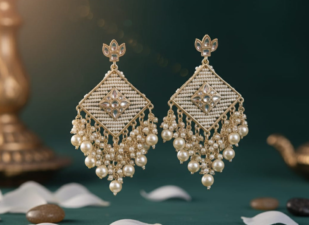 Timeless Kundan & Pearl Jhumka Earrings