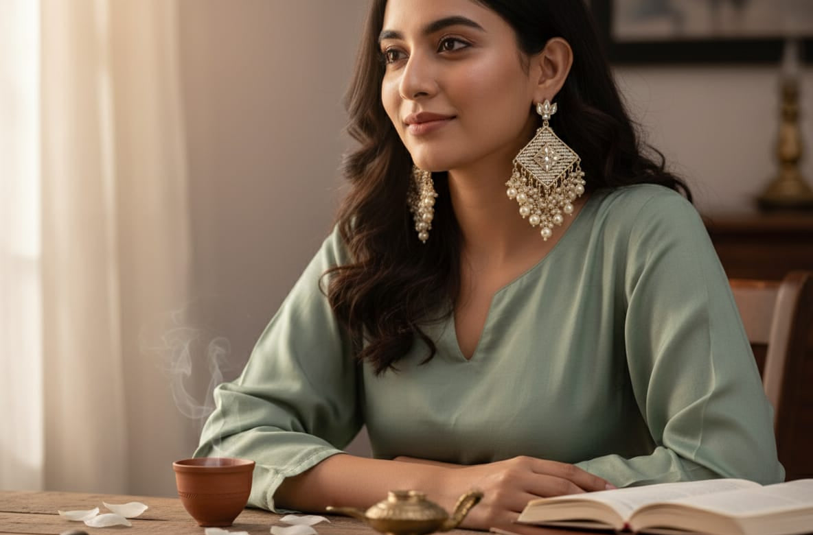 Timeless Kundan & Pearl Jhumka Earrings