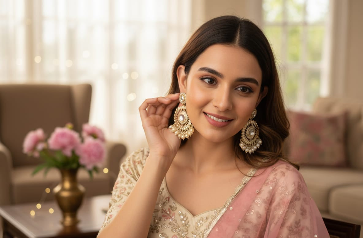 Maharani Pearl & Kundan Chandbalis