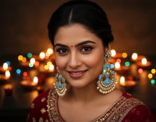 Meenakari Pearl Drop Earrings