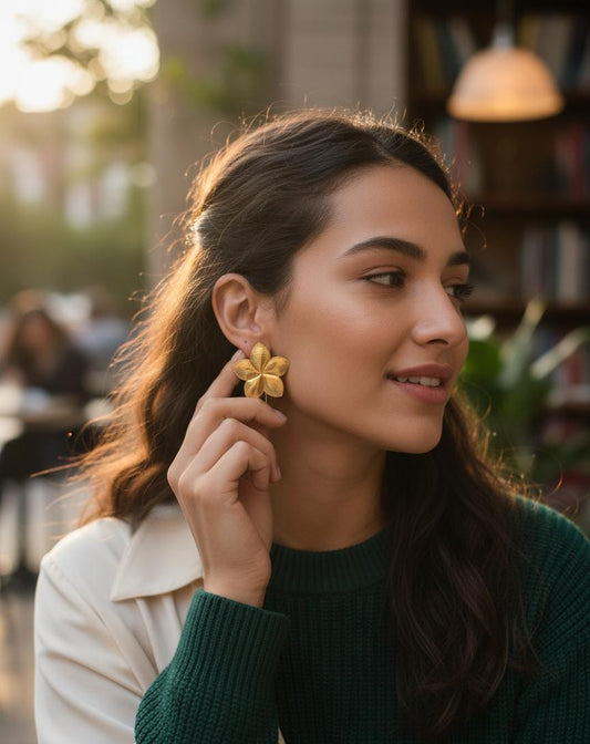 Golden Floral Earrings