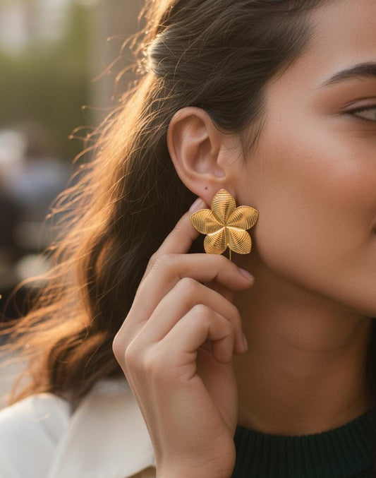 Golden Floral Earrings