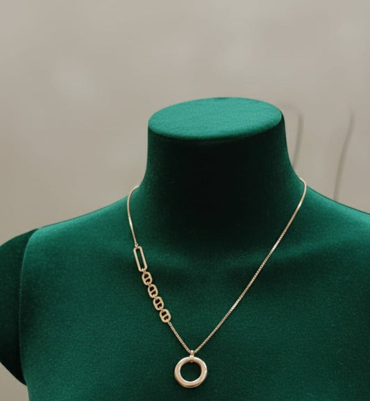 The Odyssey Gold Tone Link & Ring Necklace
