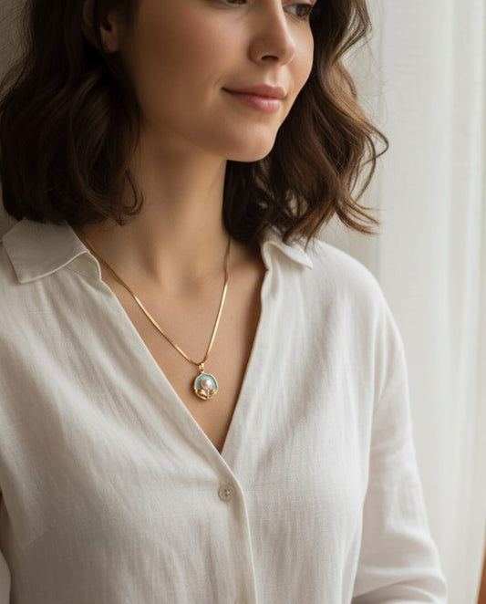 Ethereal Bloom Pearl Pendant Necklace