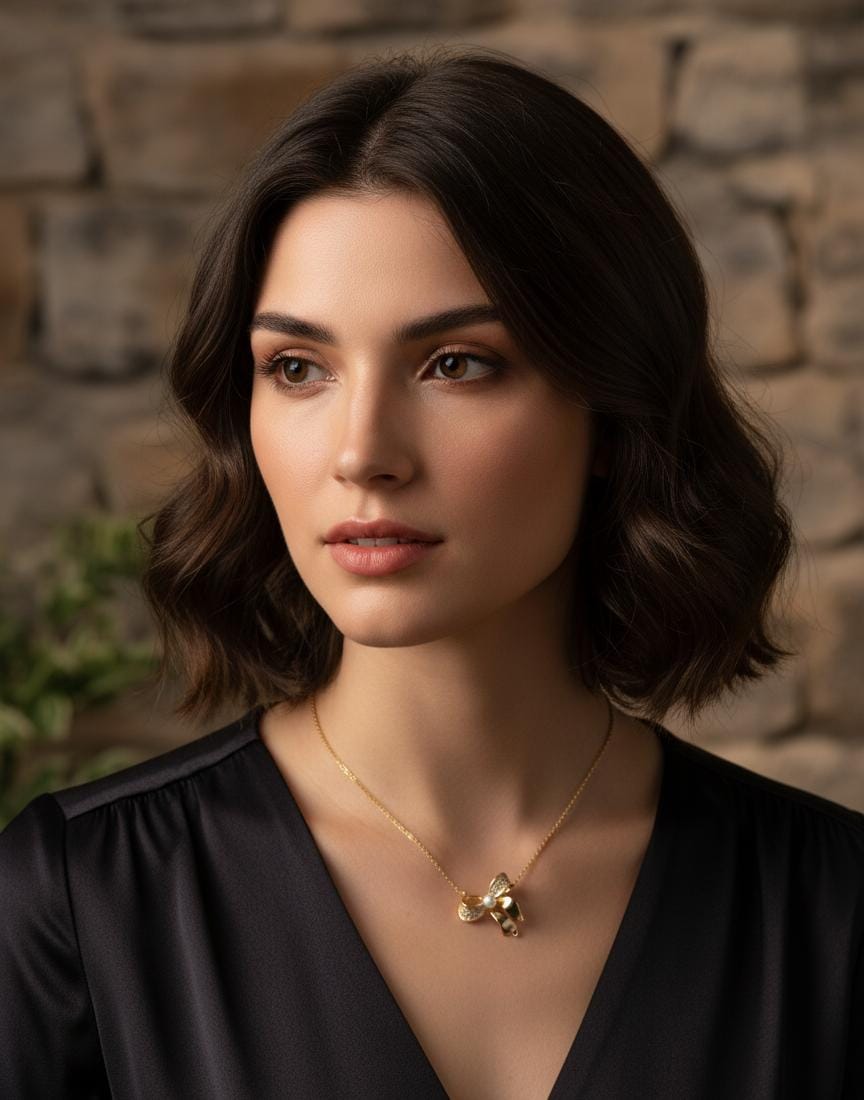 Radiant Bow Pearl and Diamond Necklace