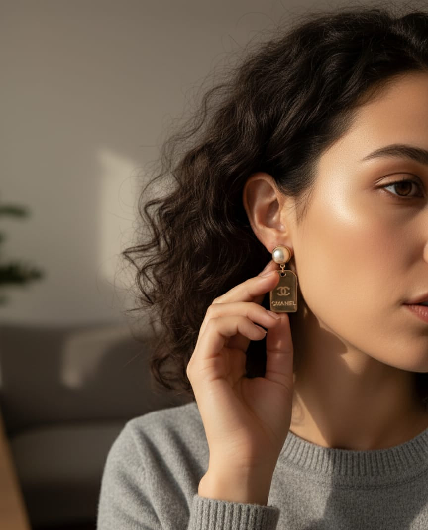 Pearl Drop Luxe Tags Earrings