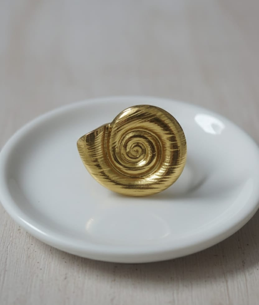 Golden Nautilus Coil Ring