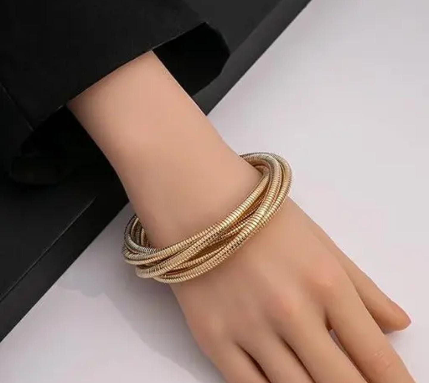 Elegant Multi-Layer Gold Coil Bangle
