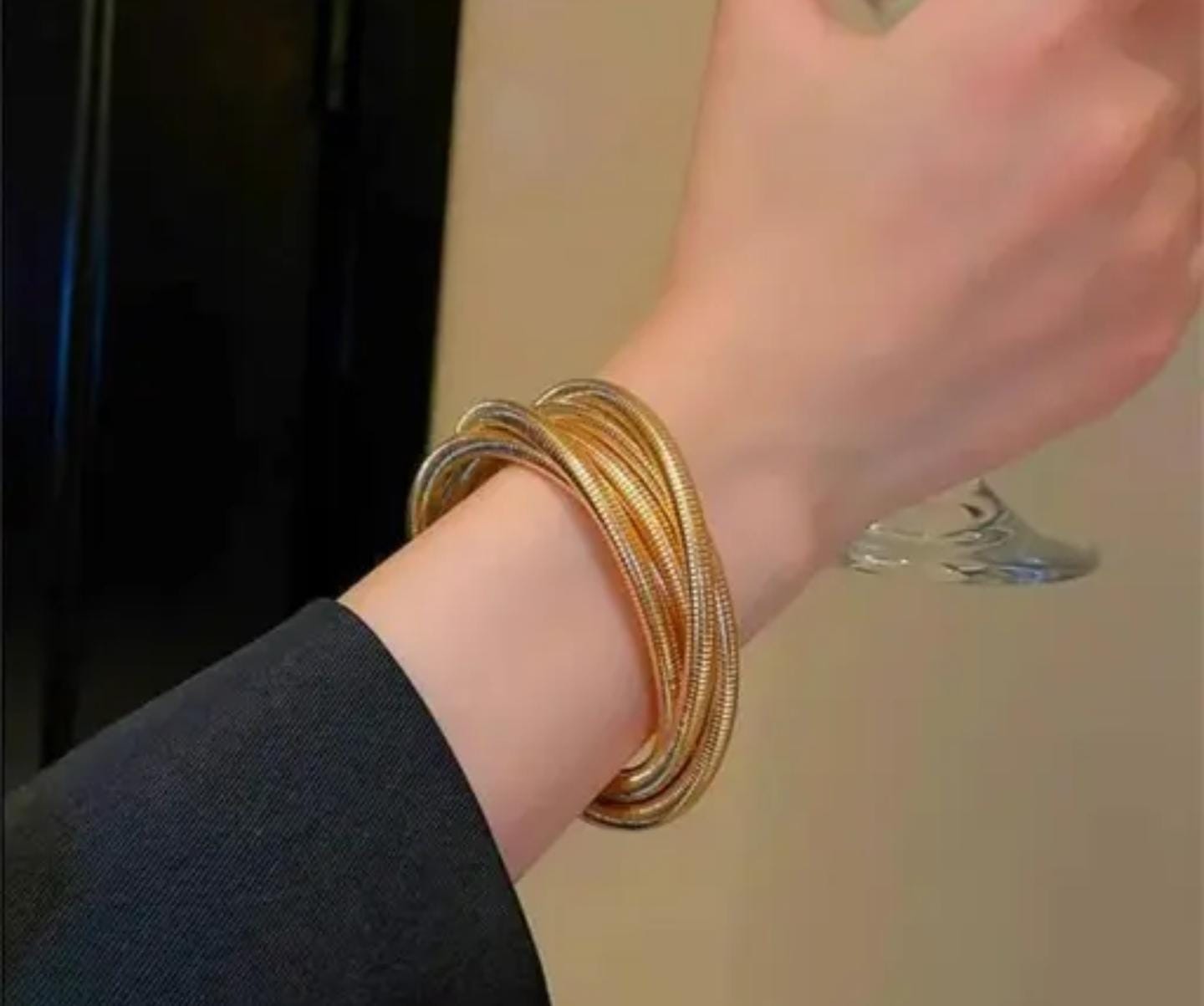Elegant Multi-Layer Gold Coil Bangle