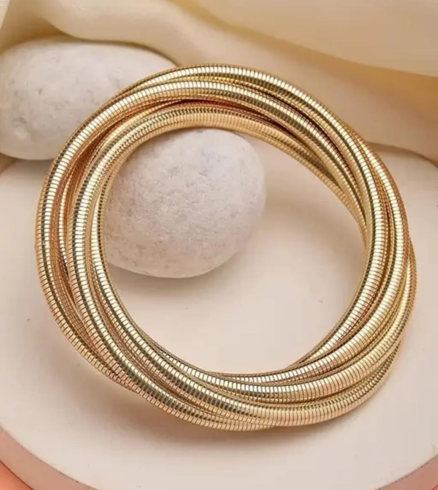 Elegant Multi-Layer Gold Coil Bangle