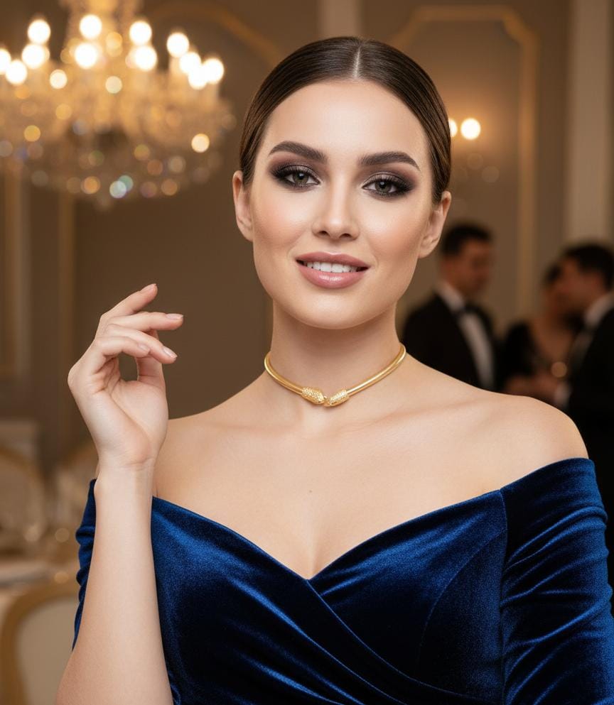 2-in-1 Gold Snake Coil Bracelet & Choker