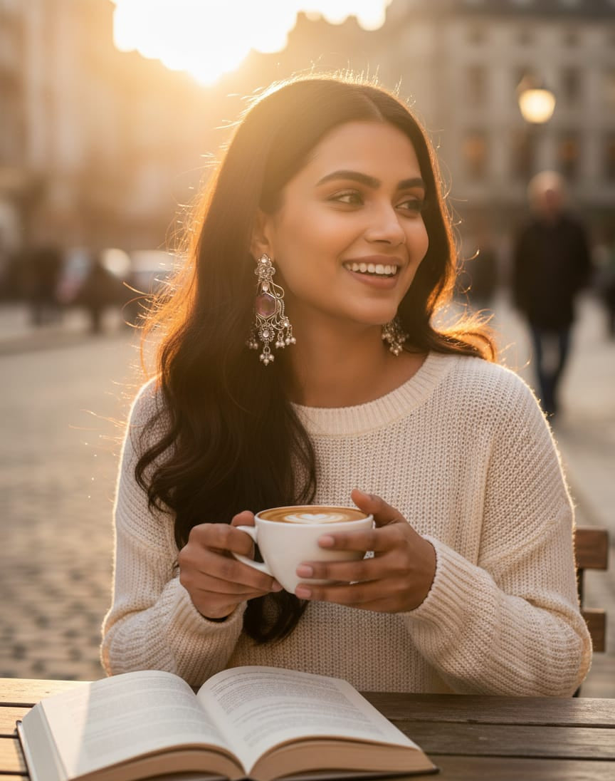 Antique Silver-Plated Pink Stone Floral Statement Dangler Earrings