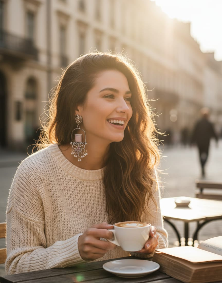 Vintage Silver-Plated Pink Stone Statement Dangler Earrings