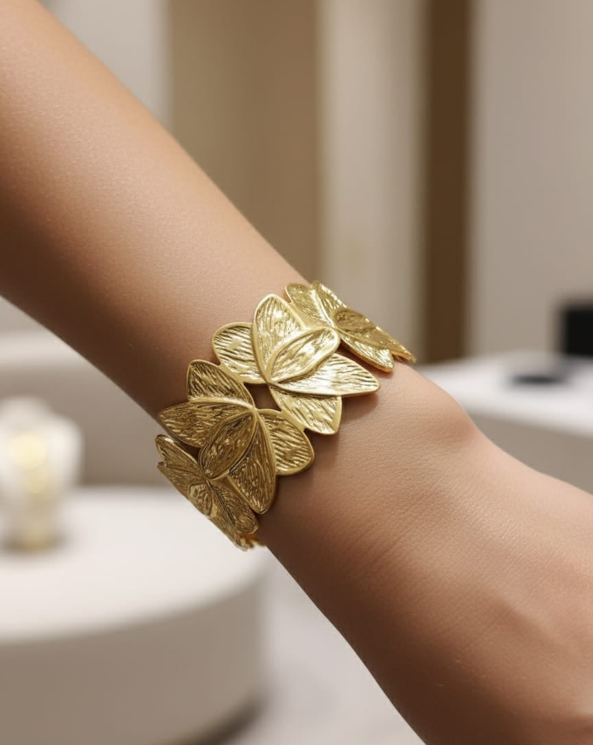 Gold-Plated Adjustable Lotus Bracelet